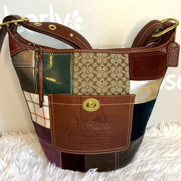 y2k Coach Bleeker 11356 Holiday Patchwork Hobo Bag Purse - Picture 1 of 8